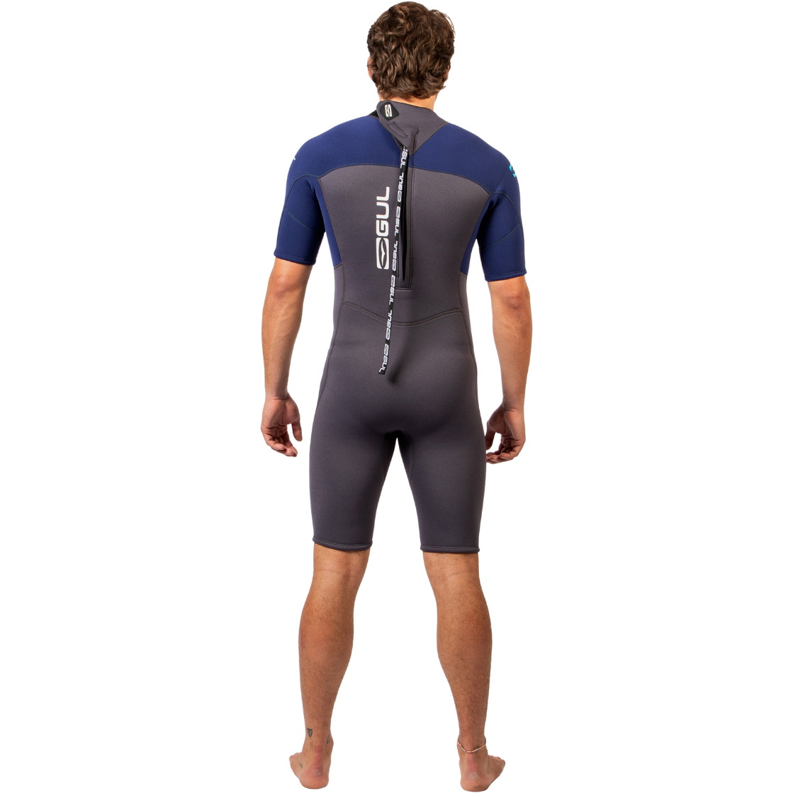 2026 Gul Mens Response Natur 3/2mm Back Zip Shorty Wetsuit RE3319-GYBL - Grey / Blue